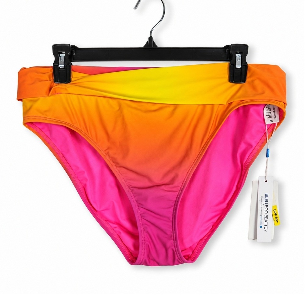 Bleu Rod Beattie Bikini Bottoms Womens Size 12 Rosa Ombre High Waist Swimwear